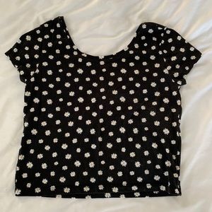 Black Daisy Crop Top